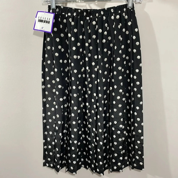 NWT Vintage Leslie Faye Pull On Elastic Waist Pleated Midi Skirt 6P - Picture 4 of 14